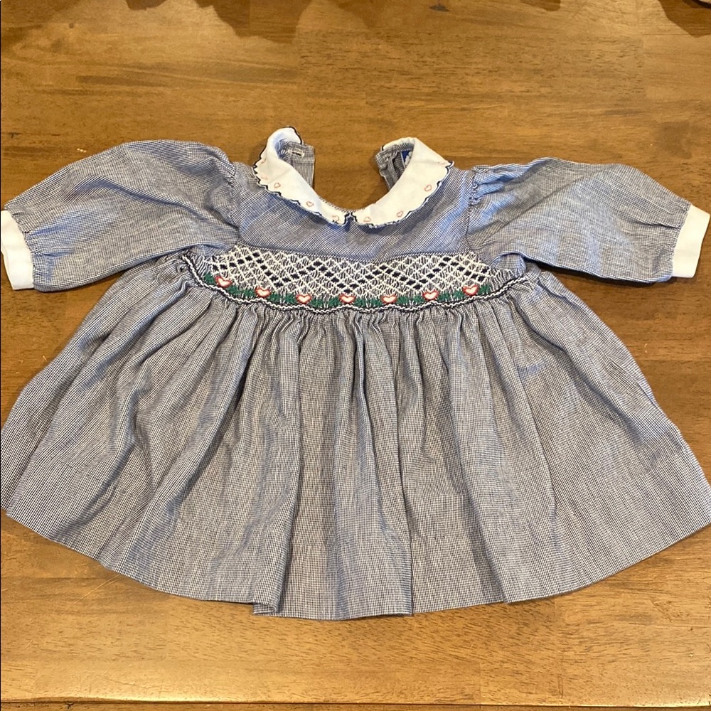 Charming Blue Baby Dress with Heart Embroidery